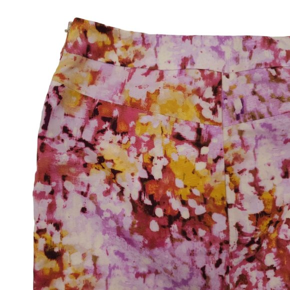 Ann Taylor Loft Floral Petite Pencil Skirt Womens 0P Lined Side Zip Pink Yellow - Picture 13 of 16